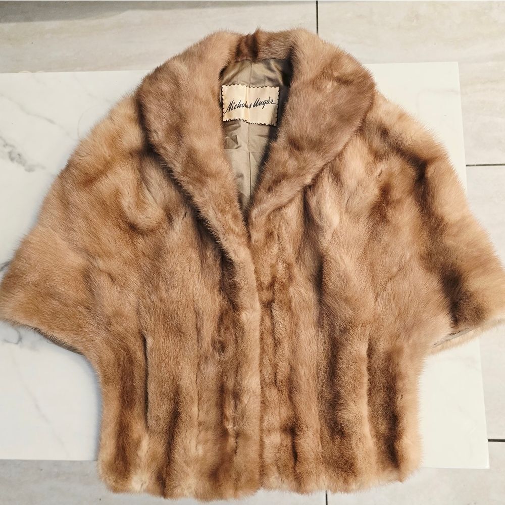 Vintage Nicholas Ungar Real Mink Fur Stole Cape - Picture 6 of 10
